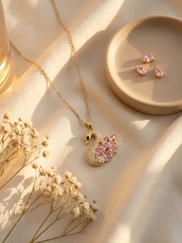 Collier Cygne Rose