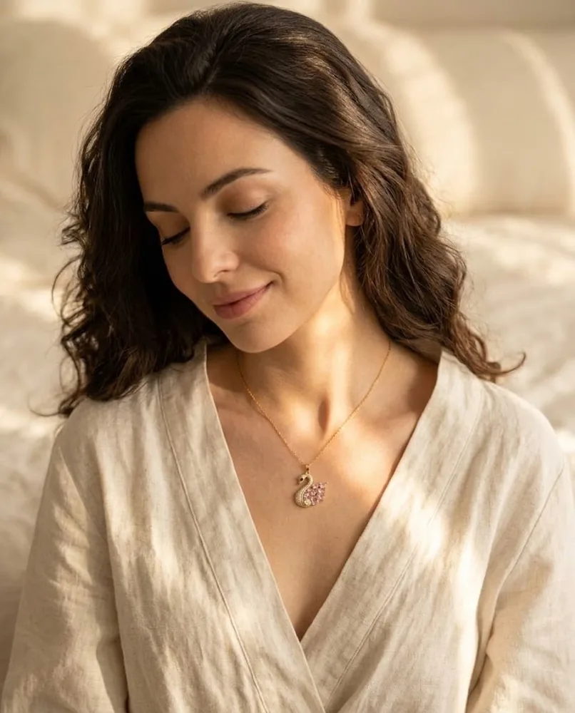 Collier Cygne Rose — vue 3