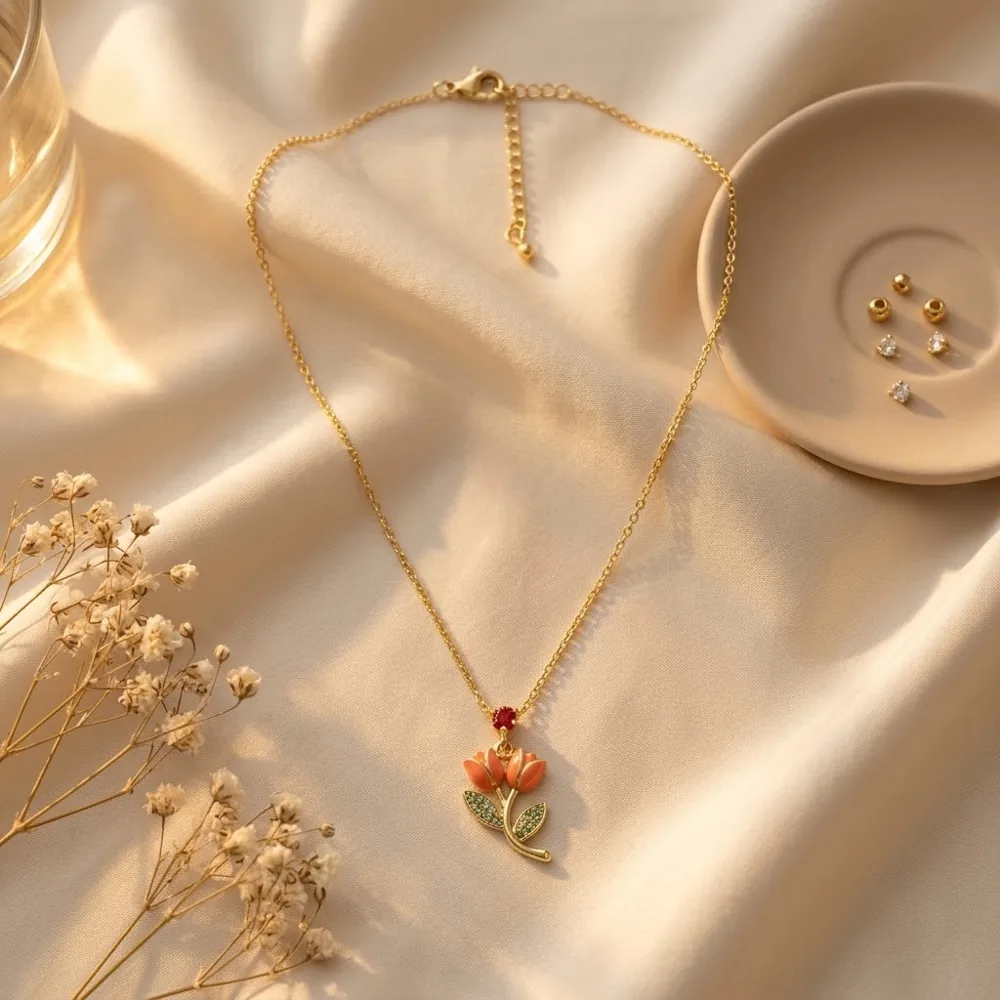 Collier Tulipe Corail — vue 2