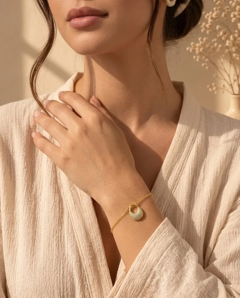 Parure Galet Pavé — Collier, Bracelet & Puces — vue 2